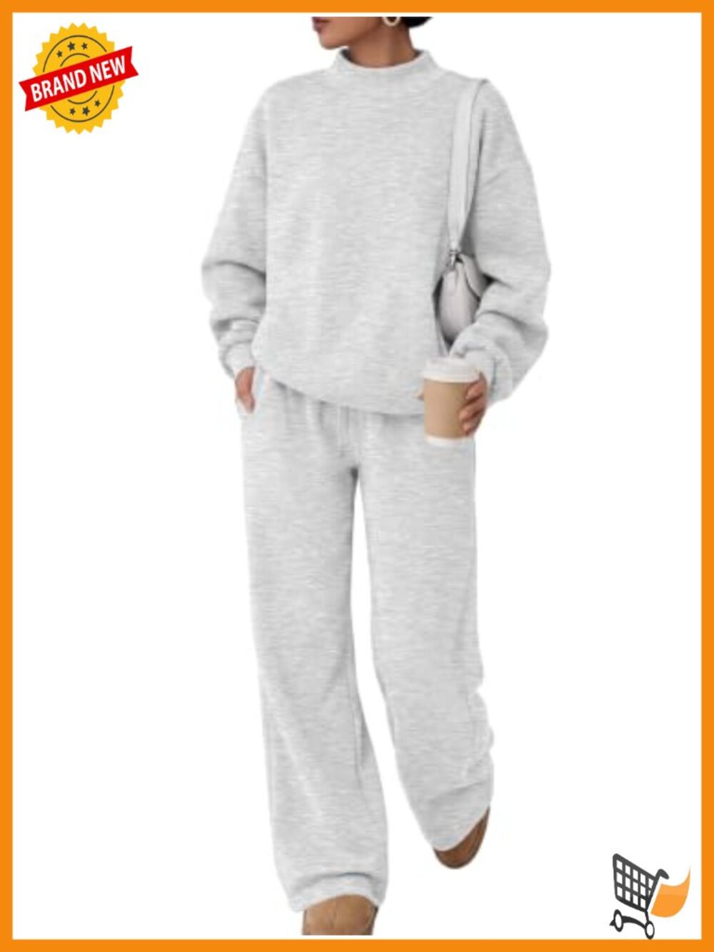Women's 2 Piece Mock Neck Sweatsuit Set Cotton Polyester Wide Leg Lounge